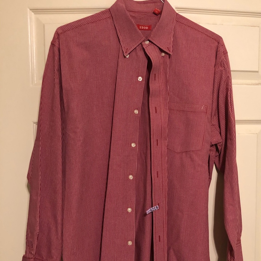 Izod large red and white button down dress shirt